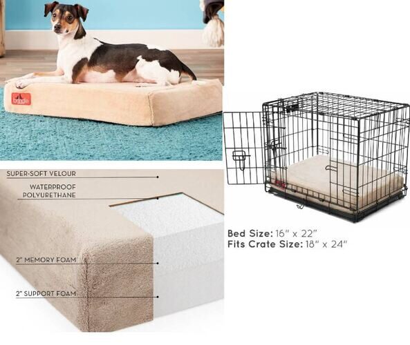 Brindle Plush Orthopedic Memory Foam Pillow Bed For Crate