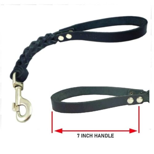 Dogs-My-Love-Black-Braided-Leather-Short-Dog-Leash-