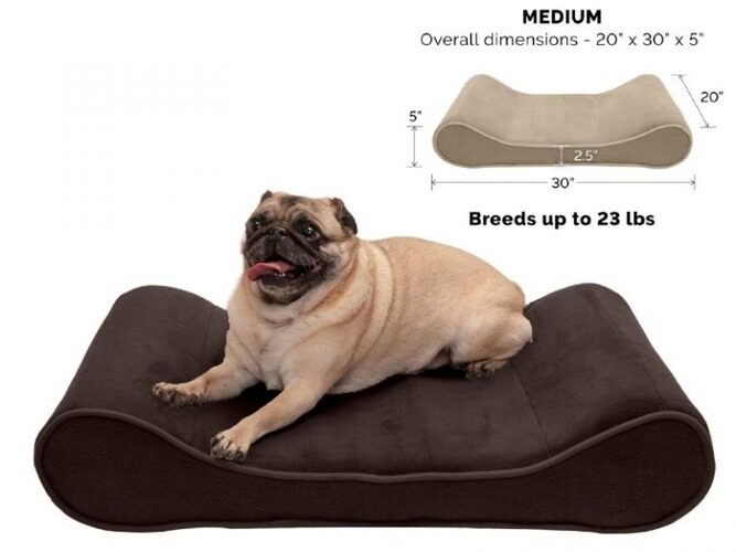 FURHAVEN MICROVELVET LUXE LOUNGER MEMORY FOAM THERAPEUTIC DOG BED