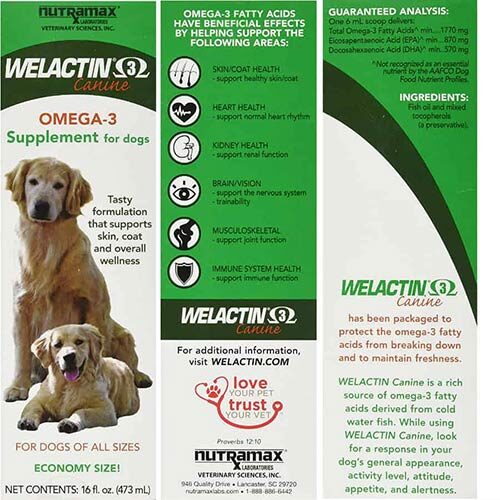 Nutramax Welactin Canine Omega 3 Liquid Supplement For Dogs