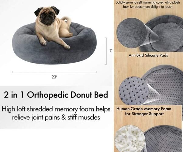 Petlibro Cuddler Memory Foam Donut Dog Bed with Removable Washable Cover
