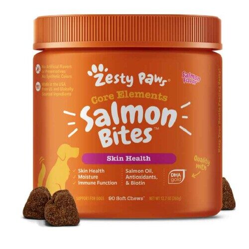 Zesty Paws Salmon Bites Skin Coat Dog Supplement