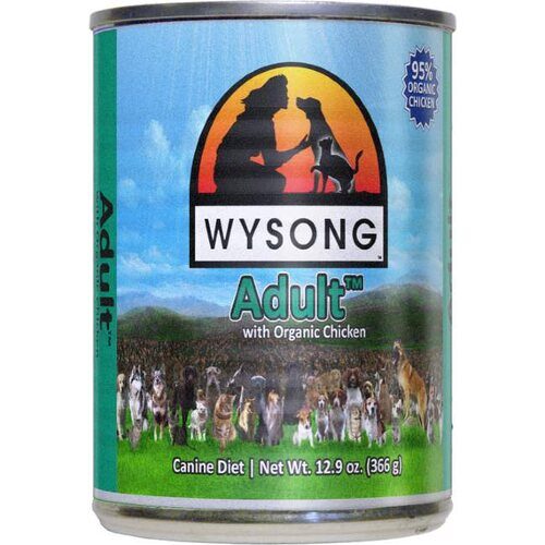wysong adult canned dog food with organic chicken